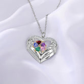 Angel Wing Heart Necklace with Birthstones